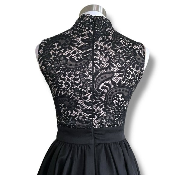 Chi Chi London for Modcloth Womens Dress Sz 2 Black Lace High Neck Fit & Flare - Picture 7 of 8